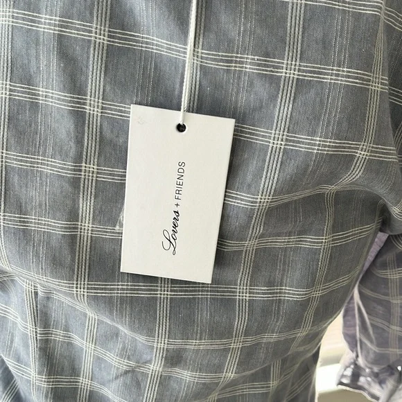 Lovers + Friends Priscilla Blue Plaid Mini Dress size Medium - Picture 7 of 10